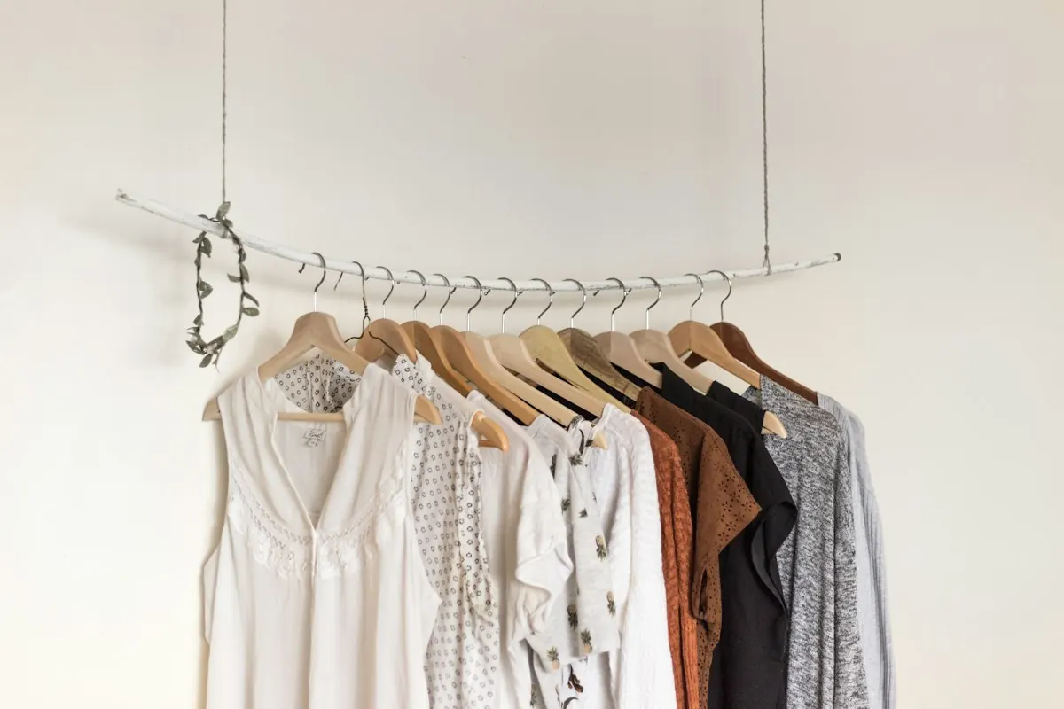 Organized clothing rail with matching hangers
